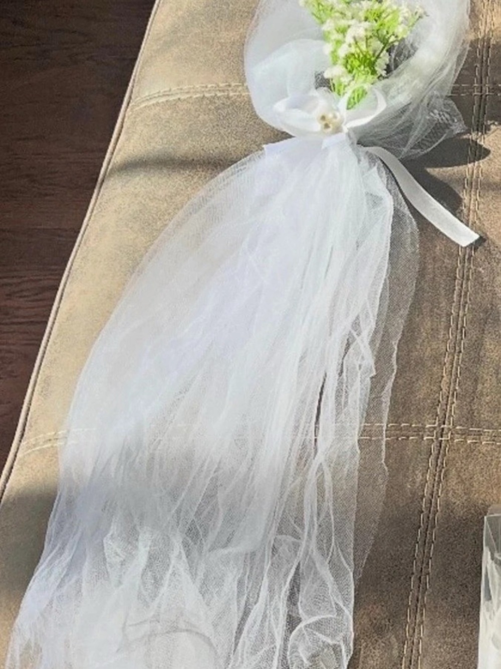 White Tulle Wedding Pew or Chair Decorations - set of 12